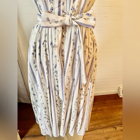 Antonio Melani Dainty Floral Strip Linen Daniela Jumper Dress NWT Size 10 - Picture 3 of 9